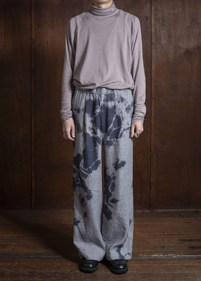 SUZUSAN 5046LW-010 Linen Wool Twill Drawstring Wide Pants 10 14 Black - Light Gray