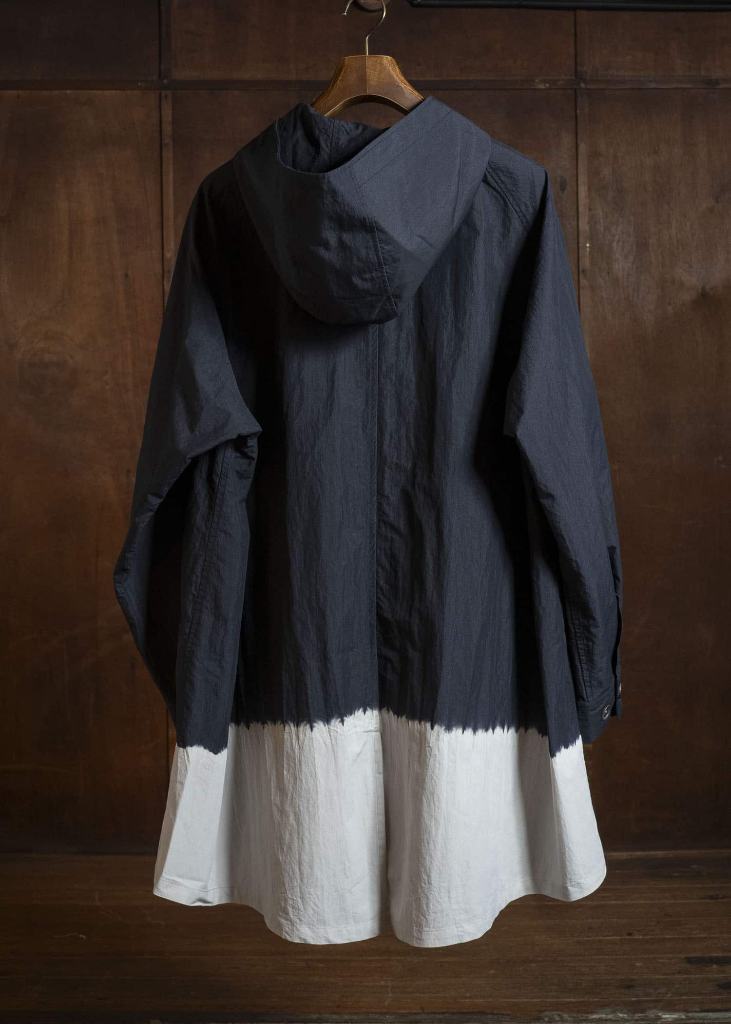 SUZUSAN 8042CN-330 Cotton Nylon Hooded Long Coat Black - Light Grey