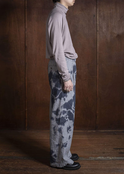 SUZUSAN 5046LW-010 Linen Wool Twill Drawstring Wide Pants 10 14 Black - Light Gray