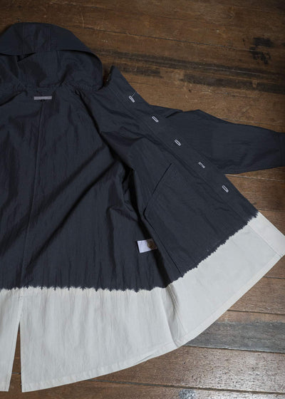 SUZUSAN 8042CN-330 Cotton Nylon Hooded Long Coat Black - Light Grey