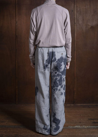 SUZUSAN 5046LW-010 Linen Wool Twill Drawstring Wide Pants 10 14 Black - Light Gray