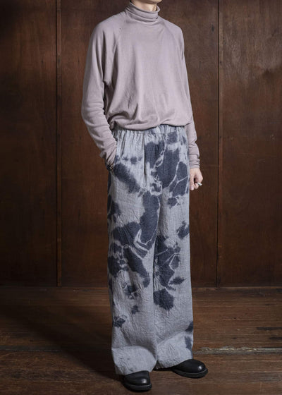 SUZUSAN 5046LW-010 Linen Wool Twill Drawstring Wide Pants 10 14 Black - Light Gray