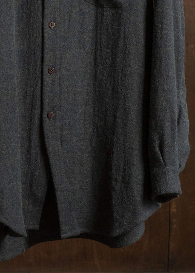 Gorsch #14 2ND-SH05 Brushed Linen Wool Stand Collar Shirt Chacoal