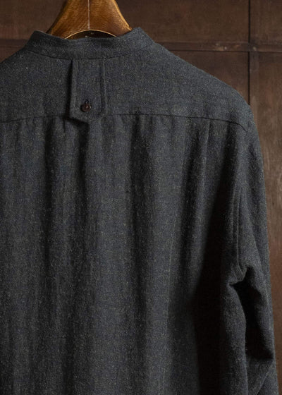Gorsch #14 2ND-SH05 Brushed Linen Wool Stand Collar Shirt Chacoal