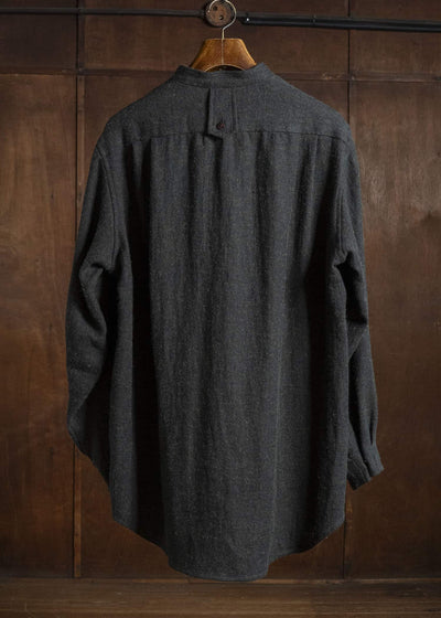 Gorsch #14 2ND-SH05 Brushed Linen Wool Stand Collar Shirt Chacoal