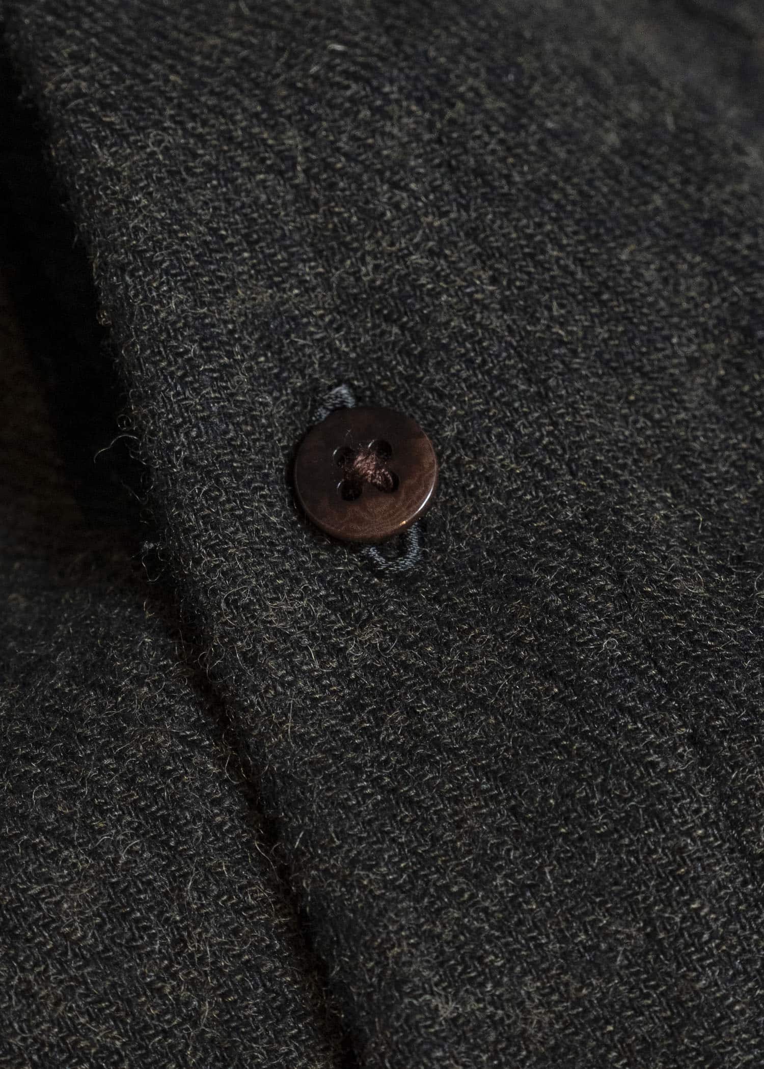 Gorsch #14 2ND-SH05 Brushed Linen Wool Stand Collar Shirt Chacoal