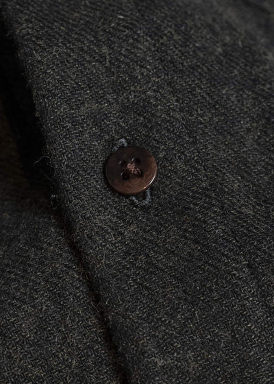 Gorsch #14 2ND-SH05 Brushed Linen Wool Stand Collar Shirt Chacoal