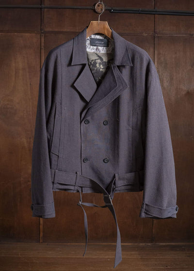 Professor.E BELTED CROPPED TRENCH GREYISH PURPLE 26FW-PE-JKT-14