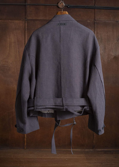 Professor.E BELTED CROPPED TRENCH GREYISH PURPLE 26FW-PE-JKT-14