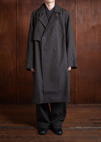 ZIGGY CHEN Double Breasted Trench Coat Khaki Gray 0M2501101