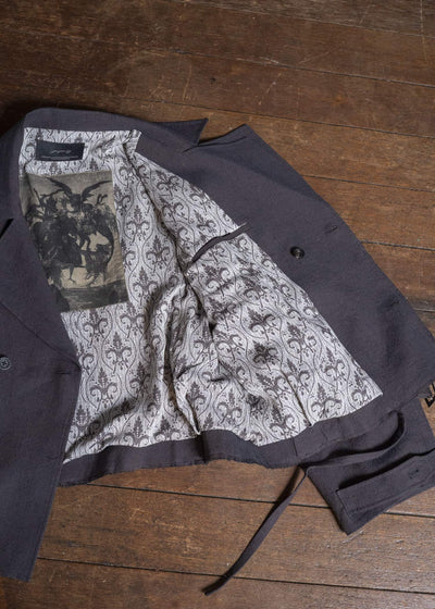 Professor.E BELTED CROPPED TRENCH GREYISH PURPLE 26FW-PE-JKT-14