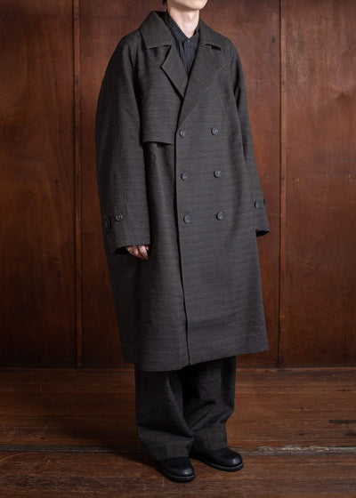 ZIGGY CHEN Double Breasted Trench Coat Khaki Gray 0M2501101