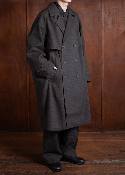 ZIGGY CHEN Double Breasted Trench Coat Khaki Gray 0M2501101