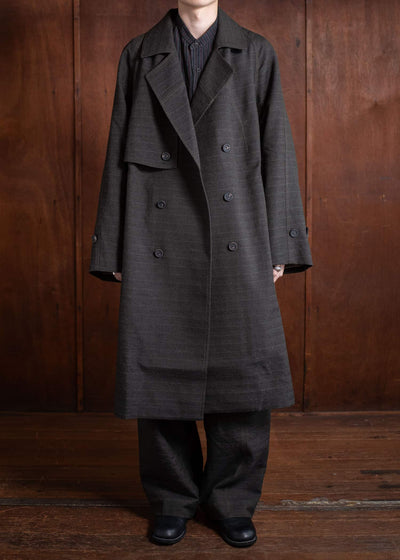 ZIGGY CHEN Double Breasted Trench Coat Khaki Gray 0M2501101