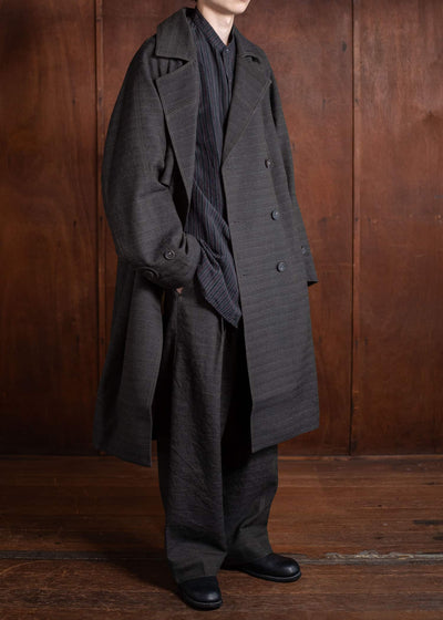 ZIGGY CHEN Double Breasted Trench Coat Khaki Gray 0M2501101