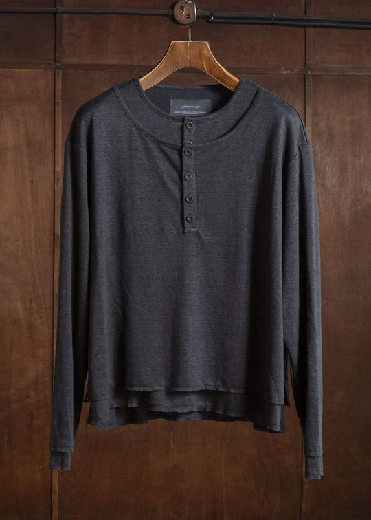Professor.E DOUBLE LAYERED HENLEY BLACK 26FW-PE-TTL-02