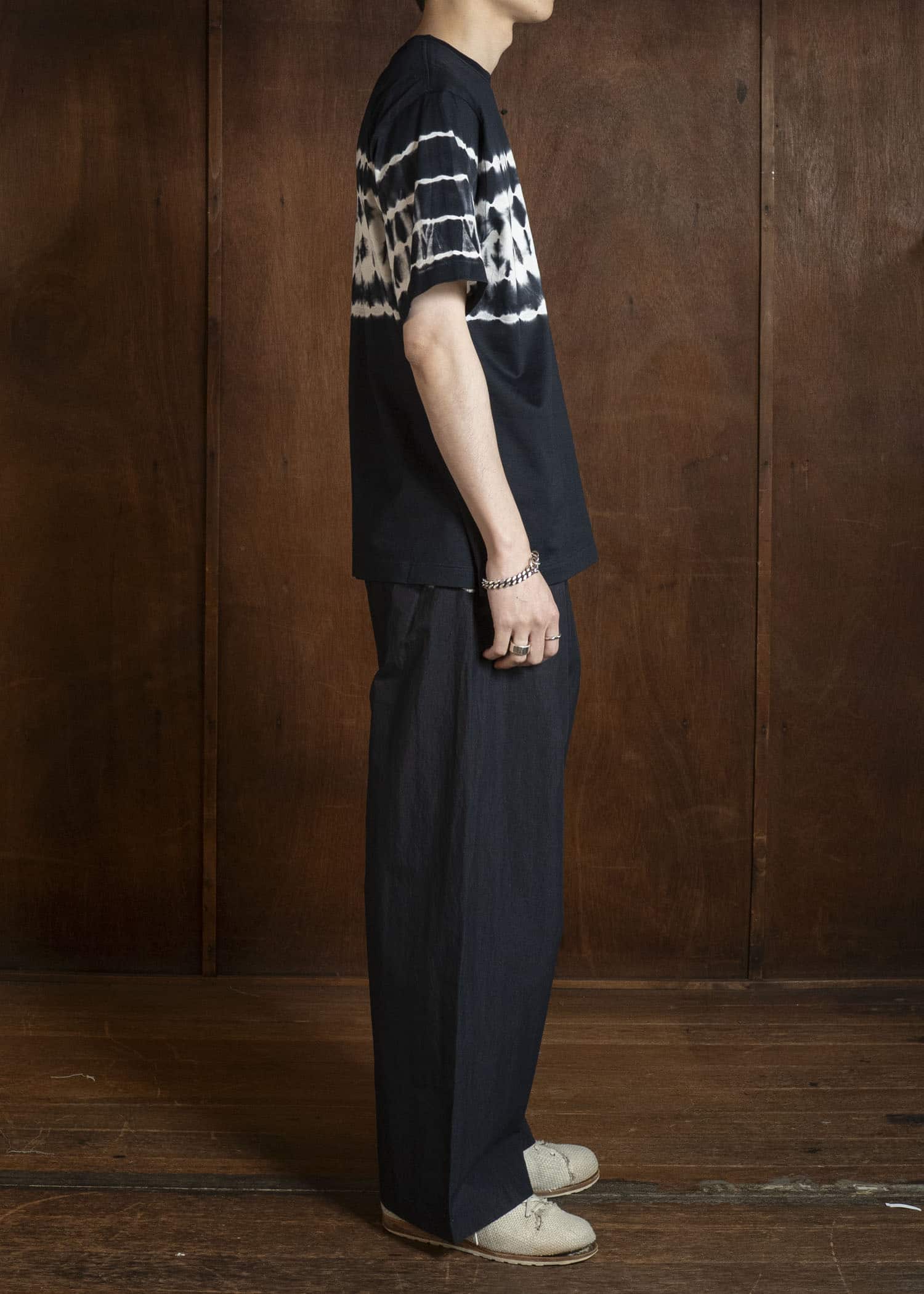 SUZUSAN 5049CN-330 Cotton Nylon Wide Single-Seam Pants Black - LightGrey