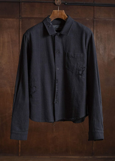 Professor.E REPAIRED FLANNEL SHIRT BLACK 26FW-PE-LSH-02