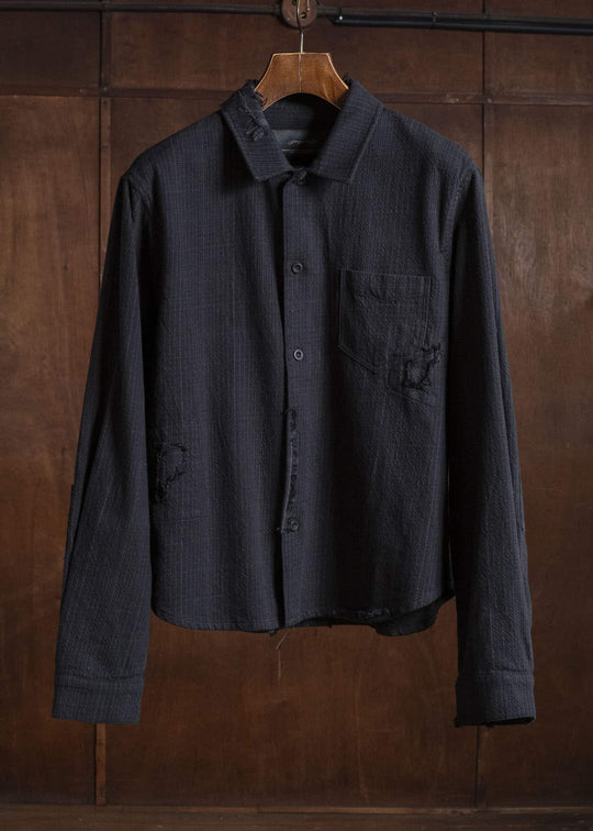 Professor.E REPAIRED FLANNEL SHIRT BLACK 26FW-PE-LSH-02