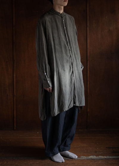 KLASICA SH-042 (VL ver.) Pigment dye Extra Long and wide Shirts/Coat / Brown dye Stripe