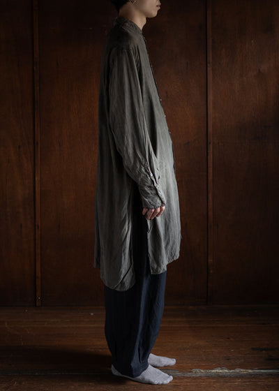 KLASICA SH-042 (VL ver.) Pigment dye Extra Long and wide Shirts/Coat / Brown dye Stripe