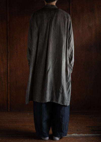KLASICA SH-042 (VL ver.) Pigment dye Extra Long and wide Shirts/Coat / Brown dye Stripe
