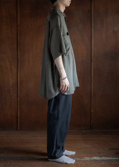 KLASICA SH-03 Relaxed Fit H/S shirts / Brown dye Stripe