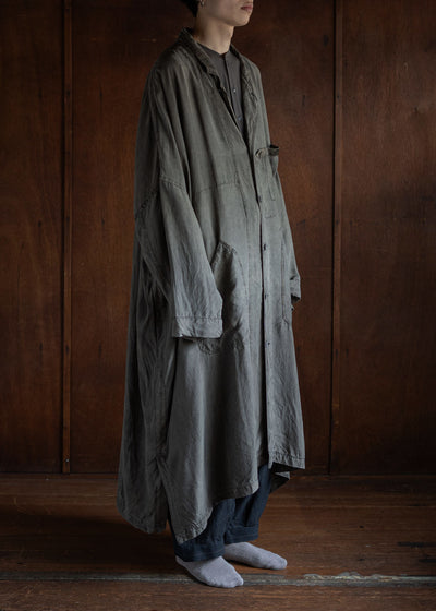 KLASICA Wide Cut Vintage Work Coat / Brown Dye Stripe