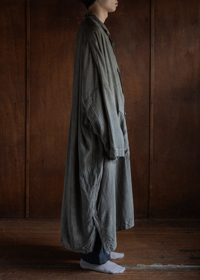 KLASICA Wide Cut Vintage Work Coat / Brown Dye Stripe