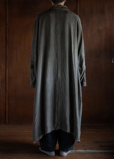 KLASICA Wide Cut Vintage Work Coat / Brown Dye Stripe