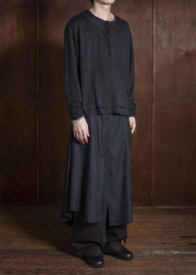 Professor.E DOUBLE LAYERED HENLEY BLACK 26FW-PE-TTL-02