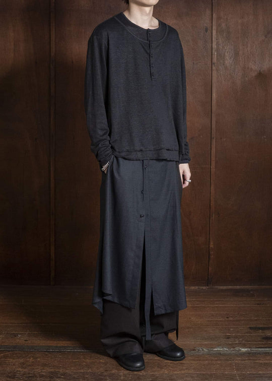 Professor.E DOUBLE LAYERED HENLEY BLACK 26FW-PE-TTL-02