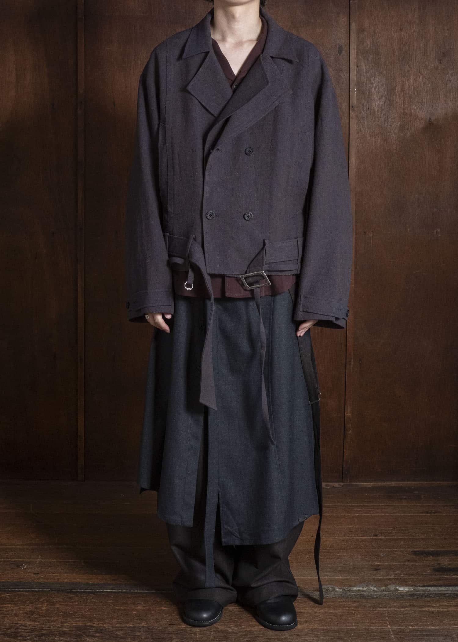 Professor.E BELTED CROPPED TRENCH GREYISH PURPLE 26FW-PE-JKT-14