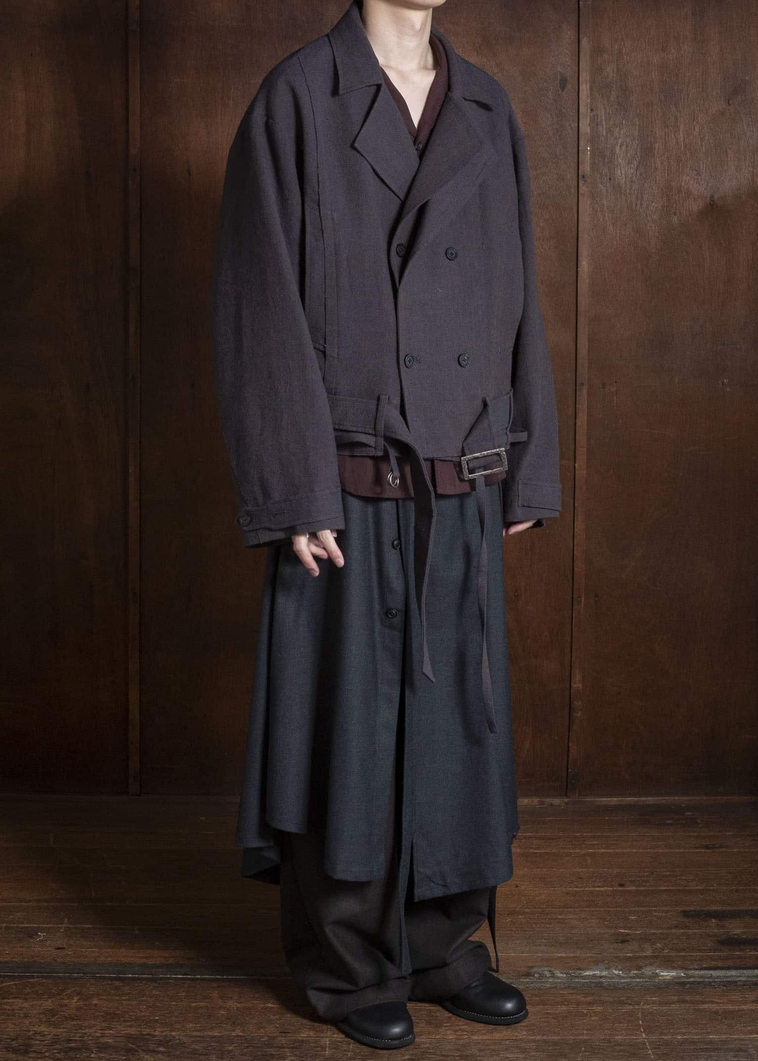 Professor.E BELTED CROPPED TRENCH GREYISH PURPLE 26FW-PE-JKT-14