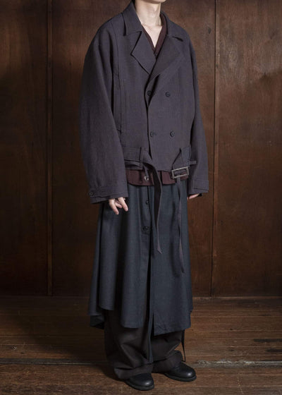 Professor.E BELTED CROPPED TRENCH GREYISH PURPLE 26FW-PE-JKT-14