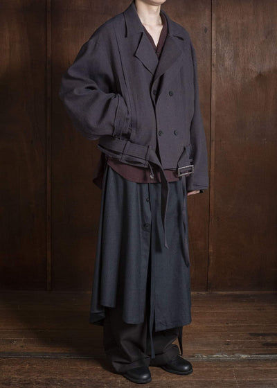 Professor.E ASYMMETRIC SUSPENDER SKIRT-PANEL PANTS BROWN 26FW-PE-TRL-10