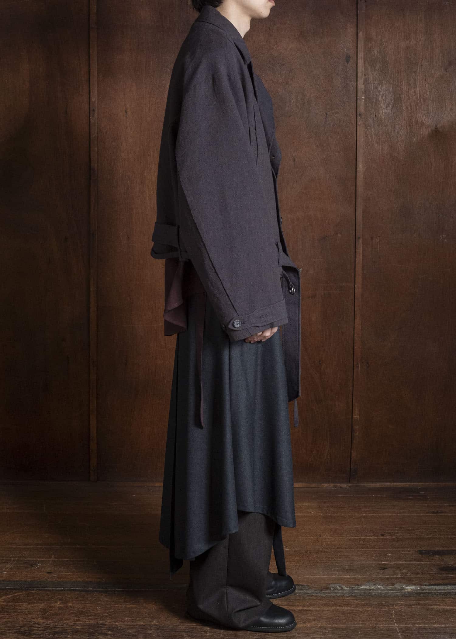 Professor.E BELTED CROPPED TRENCH GREYISH PURPLE 26FW-PE-JKT-14