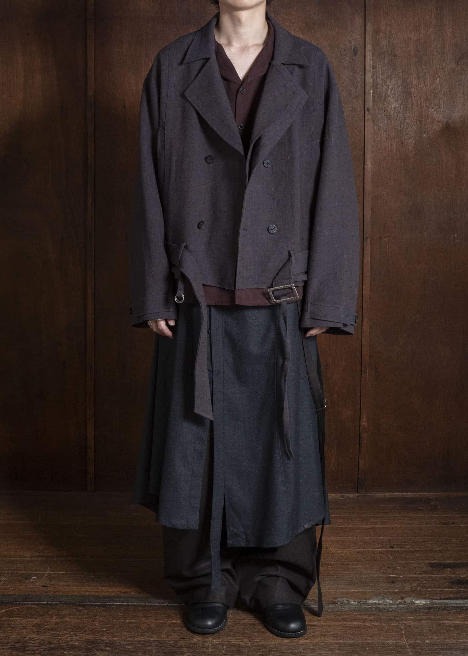 Professor.E BELTED CROPPED TRENCH GREYISH PURPLE 26FW-PE-JKT-14