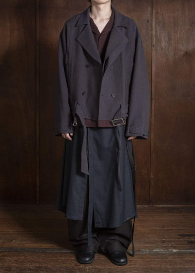Professor.E BELTED CROPPED TRENCH GREYISH PURPLE 26FW-PE-JKT-14