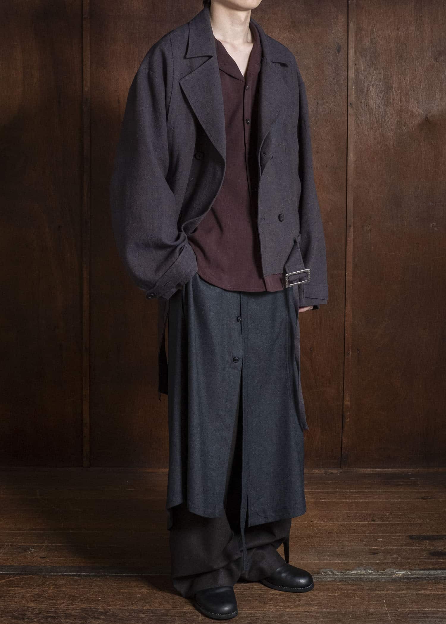 Professor.E BELTED CROPPED TRENCH GREYISH PURPLE 26FW-PE-JKT-14