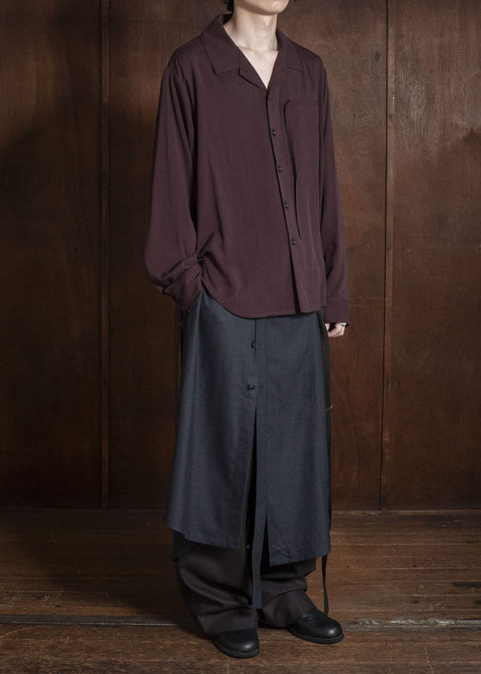 Professor.E E DRAPE SHIRT GREYISH BROWN 26FW-PE-LSH-03