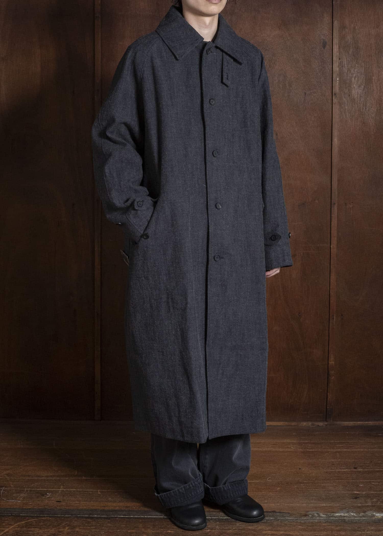 Professor.E E BELTED OVERCOAT GREY 26FW-PE-LC-02