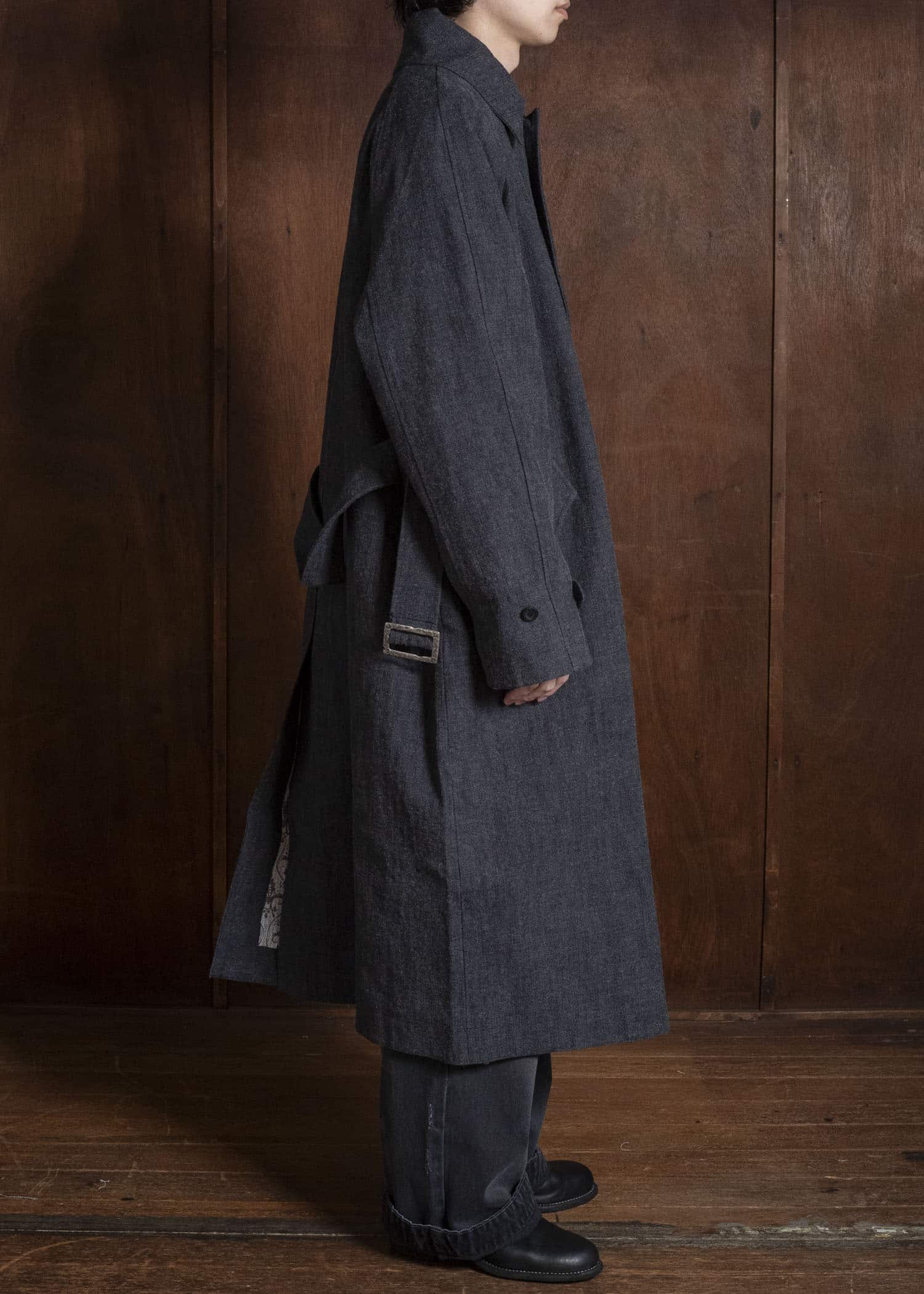 Professor.E E BELTED OVERCOAT GREY 26FW-PE-LC-02