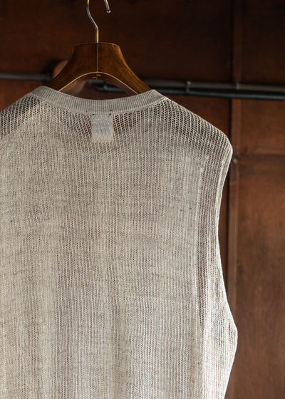 JAN-JAN VAN ESSCHE KNIT#62LOOSE FIT TANK TOP LINEN COTTON YARN BEIGE