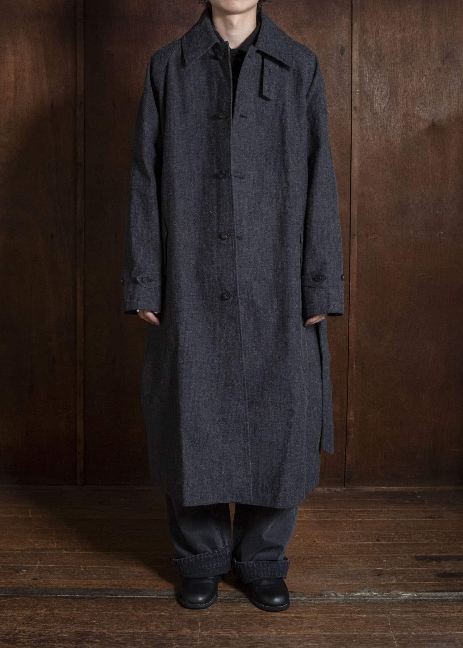 Professor.E E BELTED OVERCOAT GREY 26FW-PE-LC-02