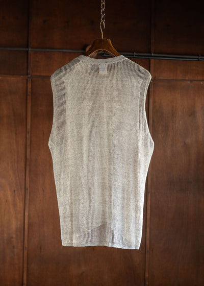 JAN-JAN VAN ESSCHE KNIT#62LOOSE FIT TANK TOP LINEN COTTON YARN BEIGE