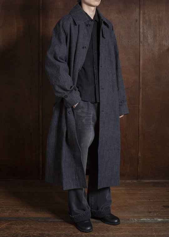 Professor.E E BELTED OVERCOAT GREY 26FW-PE-LC-02
