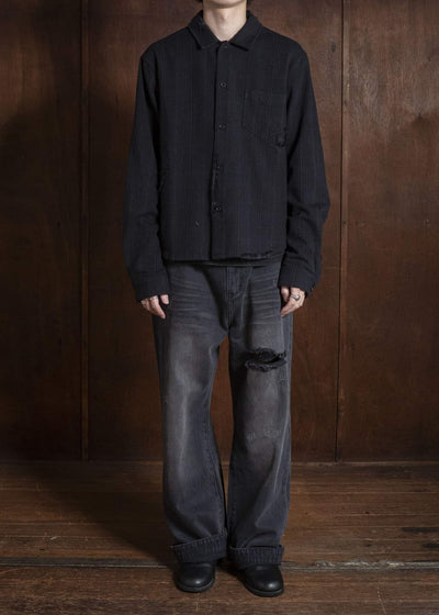 Professor.E REPAIRED FLANNEL SHIRT BLACK 26FW-PE-LSH-02