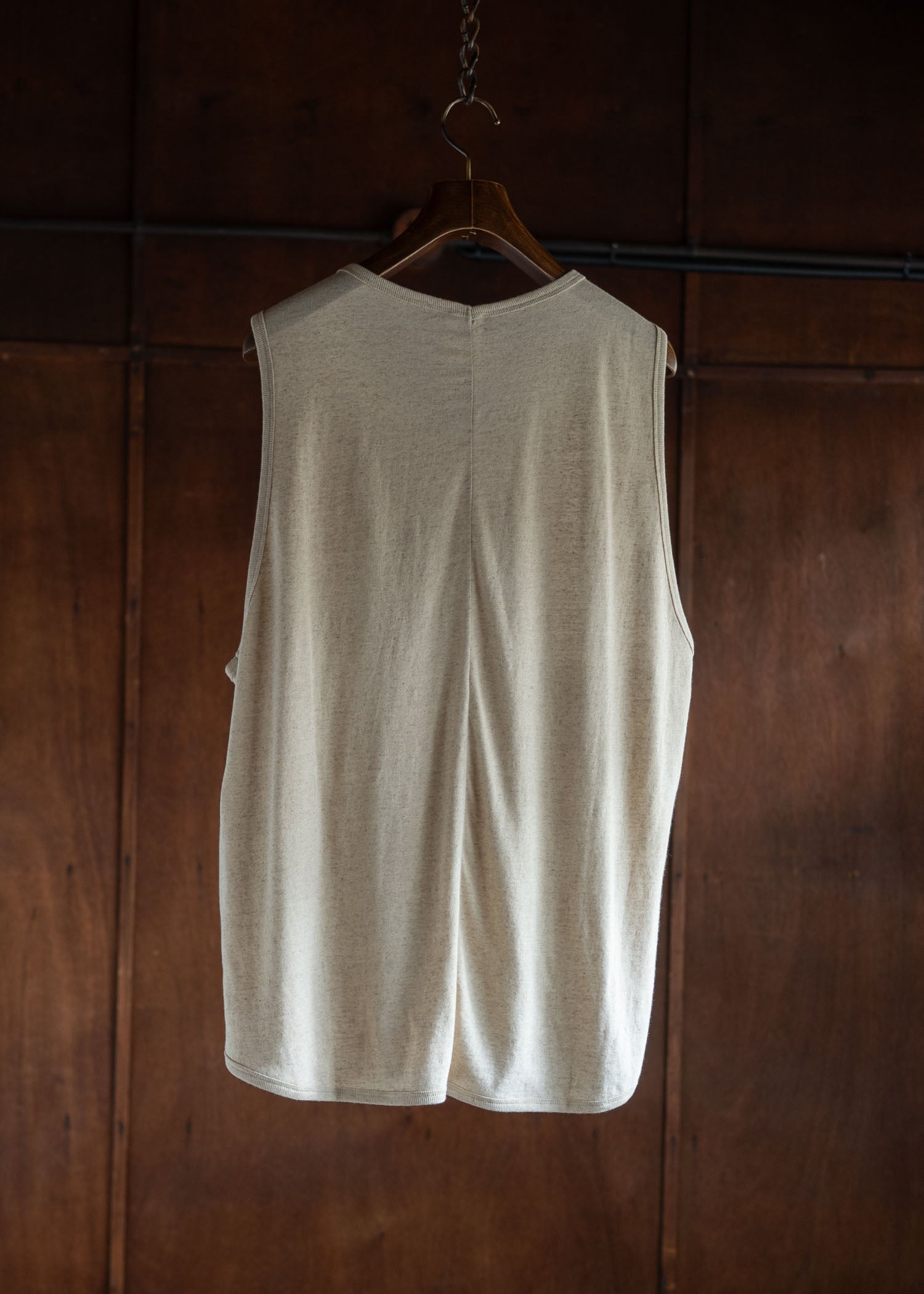 JAN-JAN VAN ESSCHE TANK TOP#16 LOOSE FIT TANK TOP WITH WIDE SHOULDER JERSEYS COTTON LINEN JERSEY NATURAL BROWN