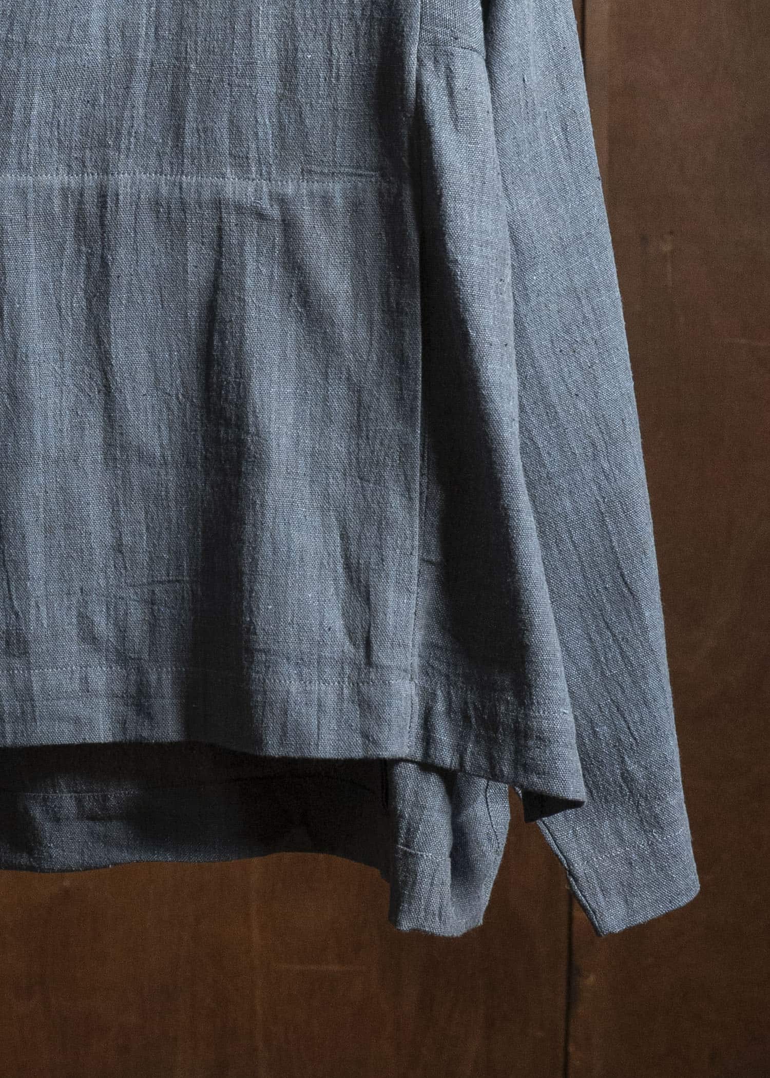 Gathering Textiles Fisherman Hoodie Handwoven , Kala Cotton Yarn Dyed Black Blue FIH01-KC-BB